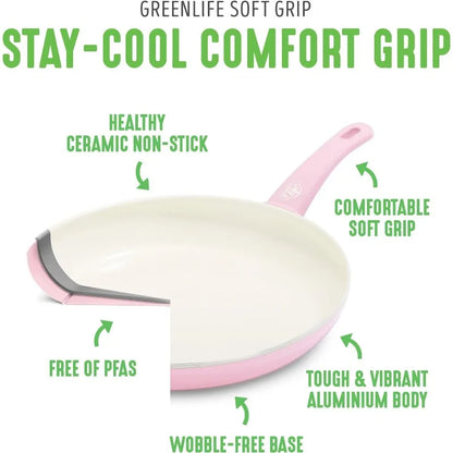 GreenLife Soft Grip Healthy Ceramic Nonsauce Saute Pans Set