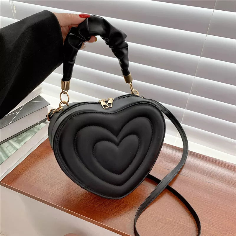 Fashion Love Heartmen Solid Pu Leather Top Handle Bag