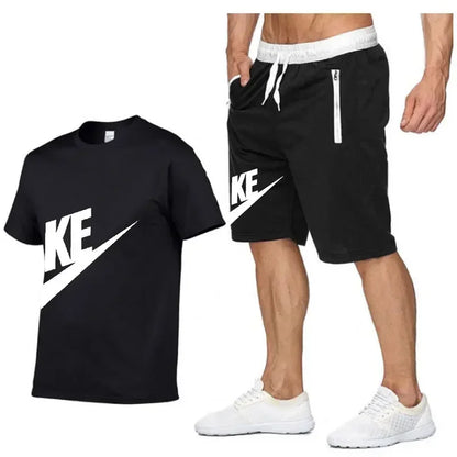 Summer Sets Men's T-shirt + Shorts Suit Brand Short Sleeve Set