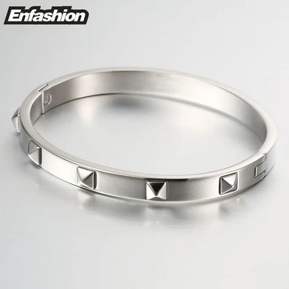 Enfashion Pyramid Spikes Bracelet Manchette Gold Color Stainless Steel Bracelet For Women Cuff Bracelets Bangles Pulseiras