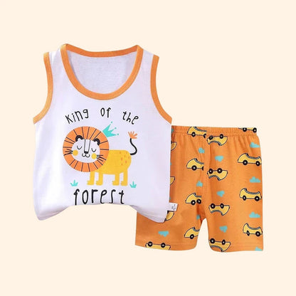 Children Sets Kids Vest Suit 2PCS Set Summer Cotton T-Shirt Girl