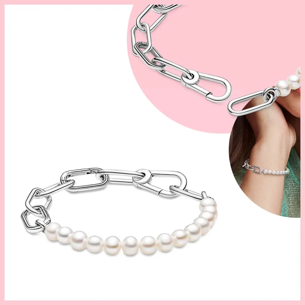 NEW 925 Silver Link Chain Bracelet For Women