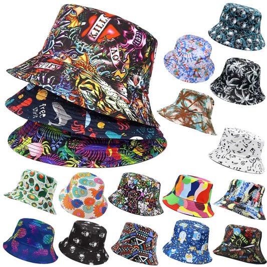 Panama Bucket Hats Animal Reversible Fishing Cap