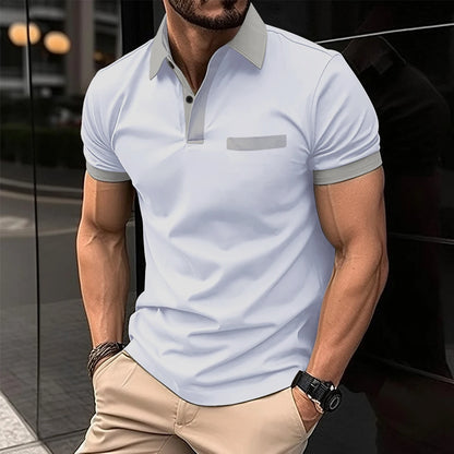 2024 Summer Men's Fashion Lapel Short-Sleeved Striped men's  Polo Shirt