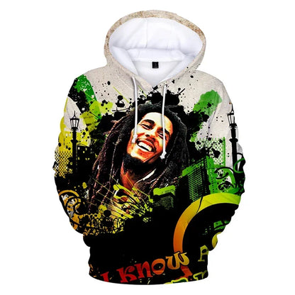 2024 Men's Pullover Bob Marley Personality Printed