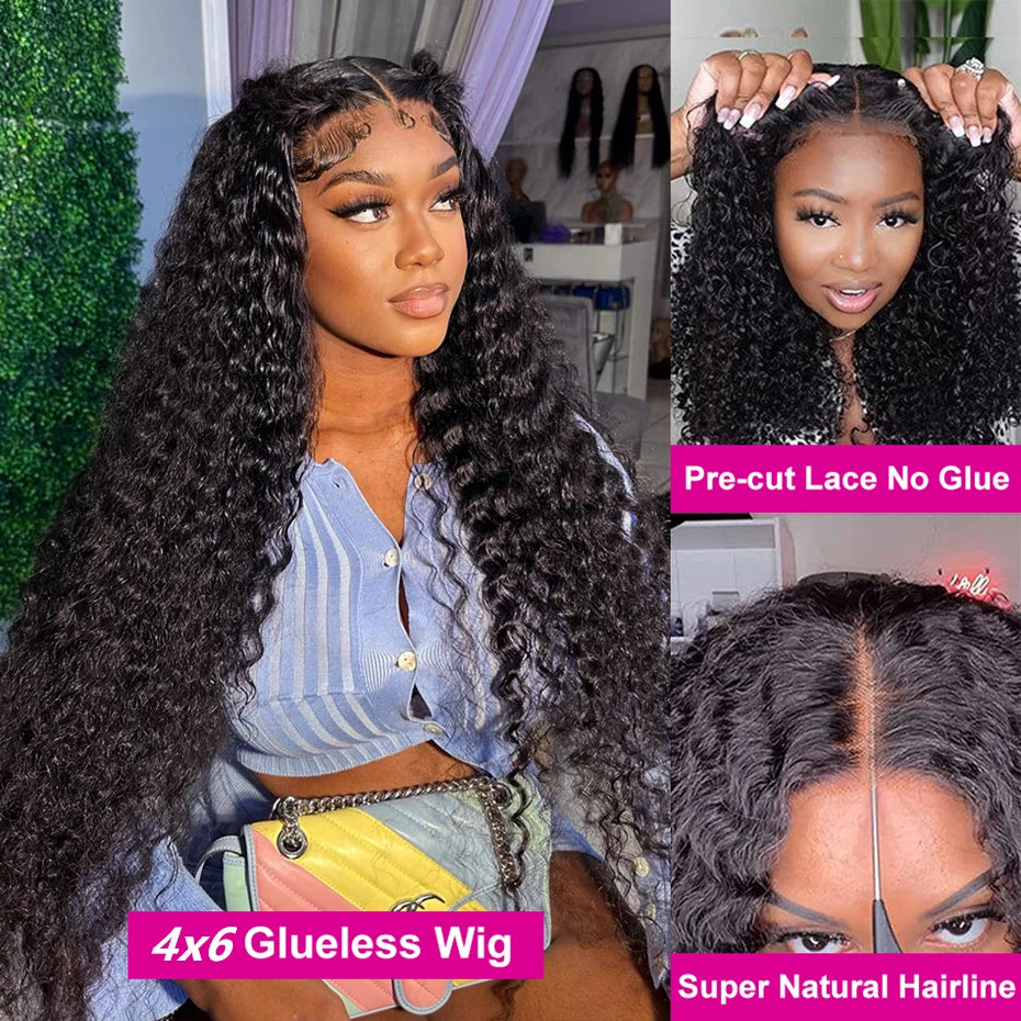 36Inch Deep Wave Gluelss Wig 5x5 Wear