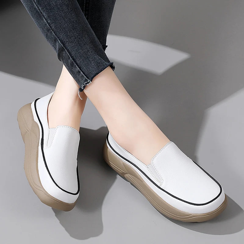 Women Shoes Flats Leather Sneakerotwear Fashion