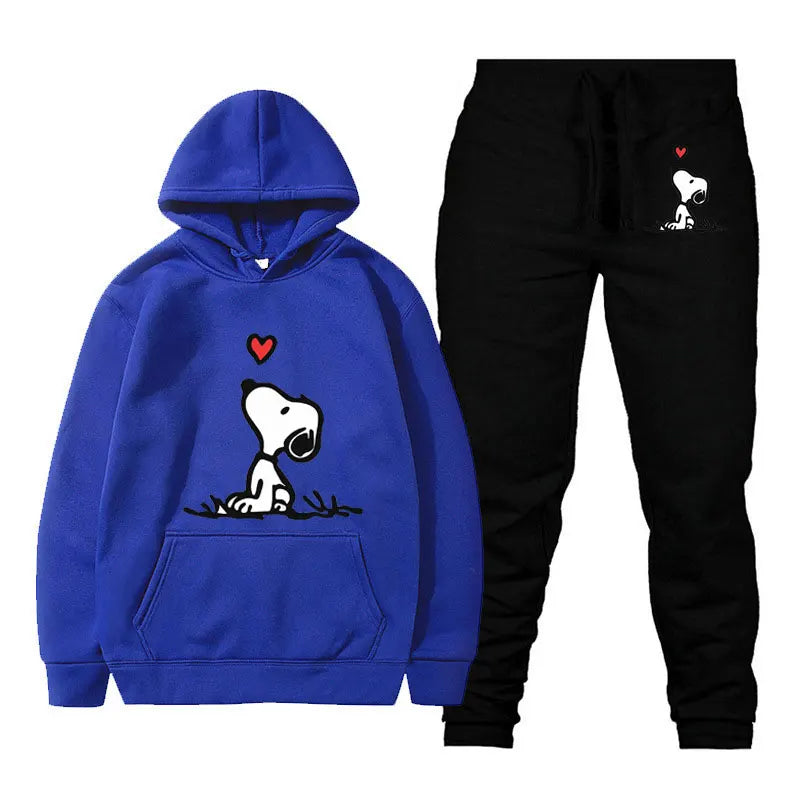 Snoopy Cartoon Anime Women Sweatshirt Sweatpants Set 2024