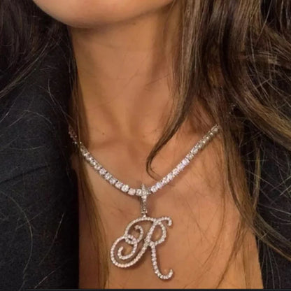 New Cursive Letters Cubic Zirconia Chain