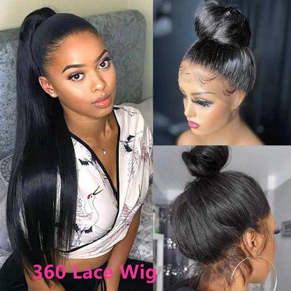 360 Lace Frontal Wig Brazilian Bone Straight 13x4 Transparent Lace