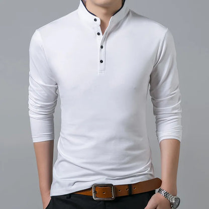 Men's Business Casual Polo Long Sleeve T-shirt Summer