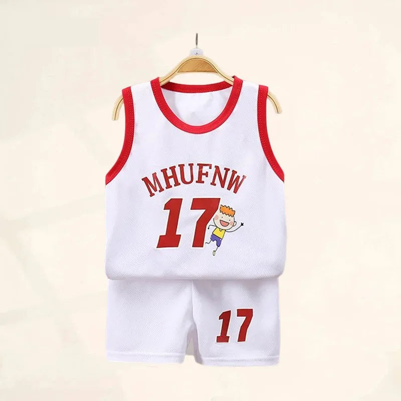 Children Sets Summer Sleeveless Basketball T-shirts Shorts