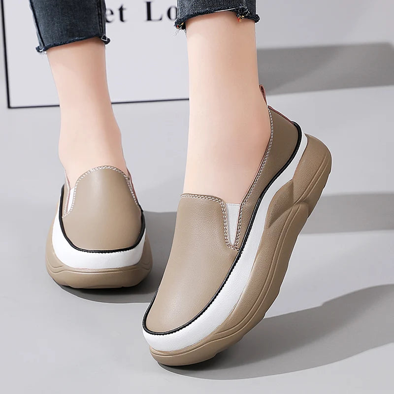 Women Shoes Flats Leather Sneakerotwear Fashion