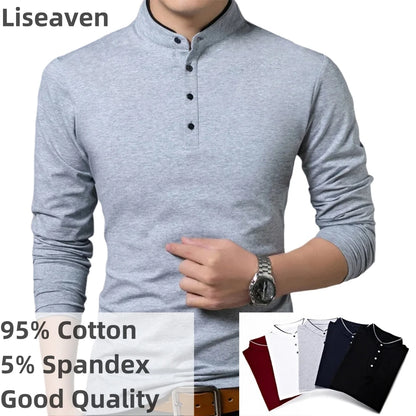 Liseaven T-Shirt Men Cotton T Shirt Full Sleeve tshirt Men