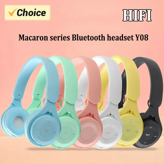 Stereo Y08 Headset 5.0 Bluetooth Headset Folding Wireless Sports Earphone Gaming Headsets Over-ear Headphones for Android ios