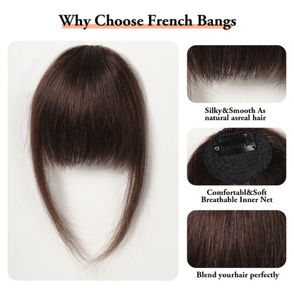 100% Human Hair Bangs Natural Brown Wispy Bang Hair