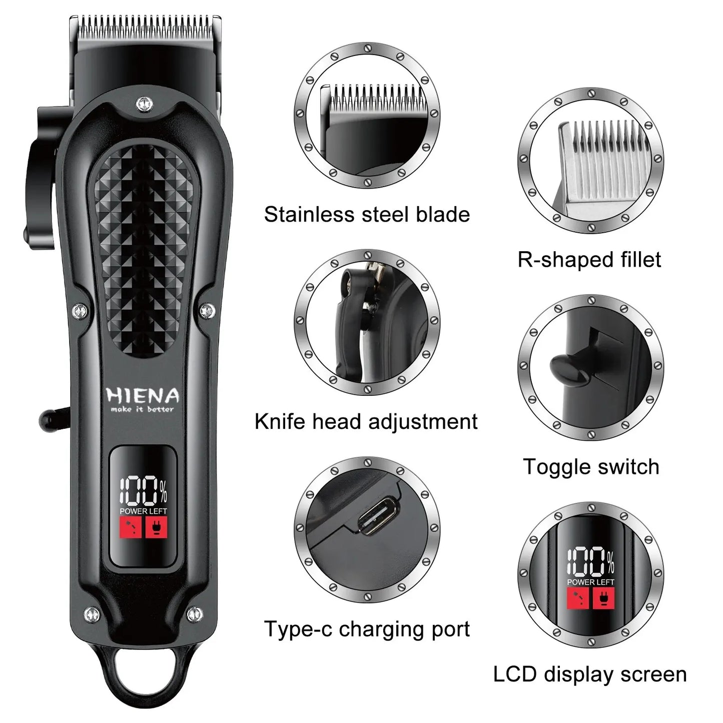 Hiena HYN-212 Electric Hair Clipper UBS Rechargeabful Electric