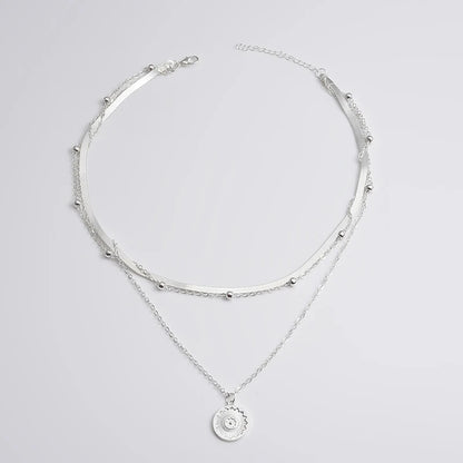 925 Sterling Silver Three-Layer Round Necklace Simple Snake