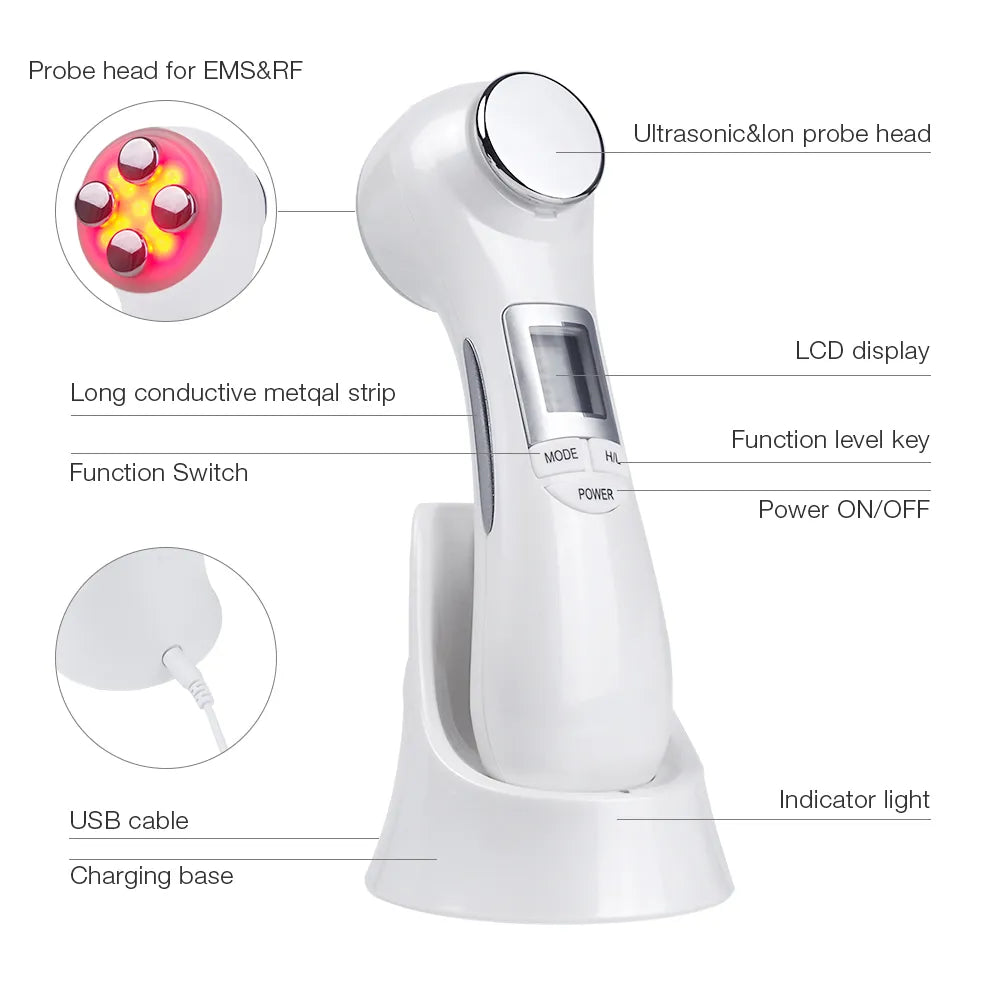 6 in 1 RF EMS Microcurrent Mesotherapy Skieauty Machine