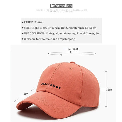 2023 Summer Baseball Cap Women Men Letter CHALLENGEk Caps