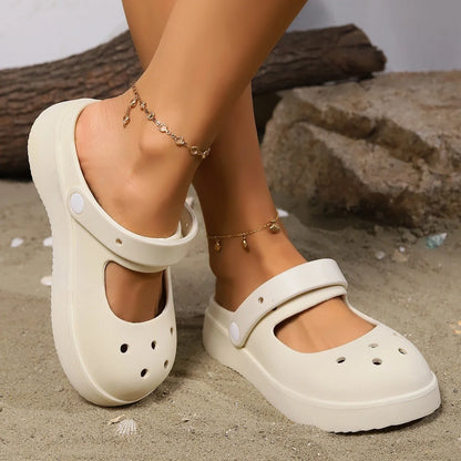 New Summer Women Slippers Fashion Thick Bottom Hole Shoes