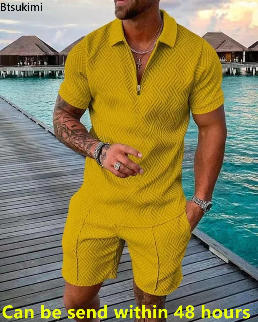 2024 Trend Men's Casual Sets Fashion 3D Digital Print Short Sluit