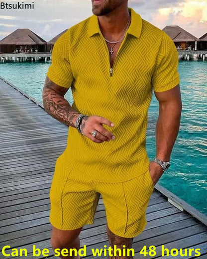 2024 Trend Men's Casual Sets Fashion 3D Digital Print Short Sluit