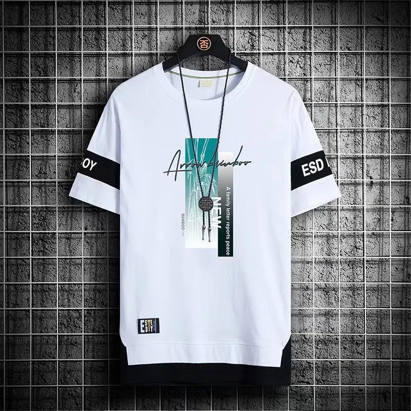 2024 New Men's T Shirts Korean Fashion Summer Short Sleeve