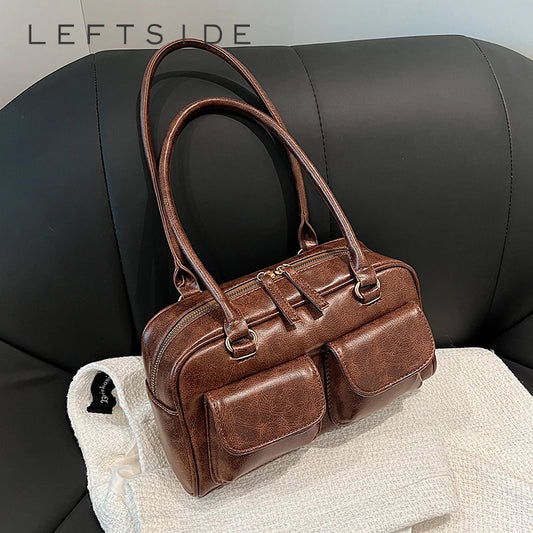 LEFTSIDE Small Double Pockets Shouldr Underarm Bag Female Handbag