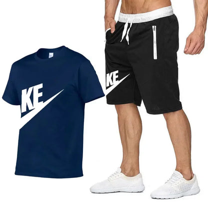 Summer Sets Men's T-shirt + Shorts Suit Brand Short Sleeve Set