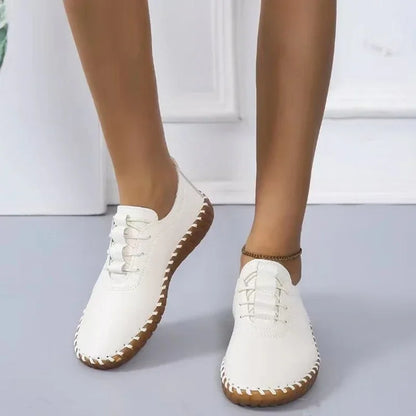 Spring Women Sneakers New 2024 Woman Platform Loafers Lace-Up Leather Flat Casual Shoes Mom Mujer Zapatos Chaussure Femme