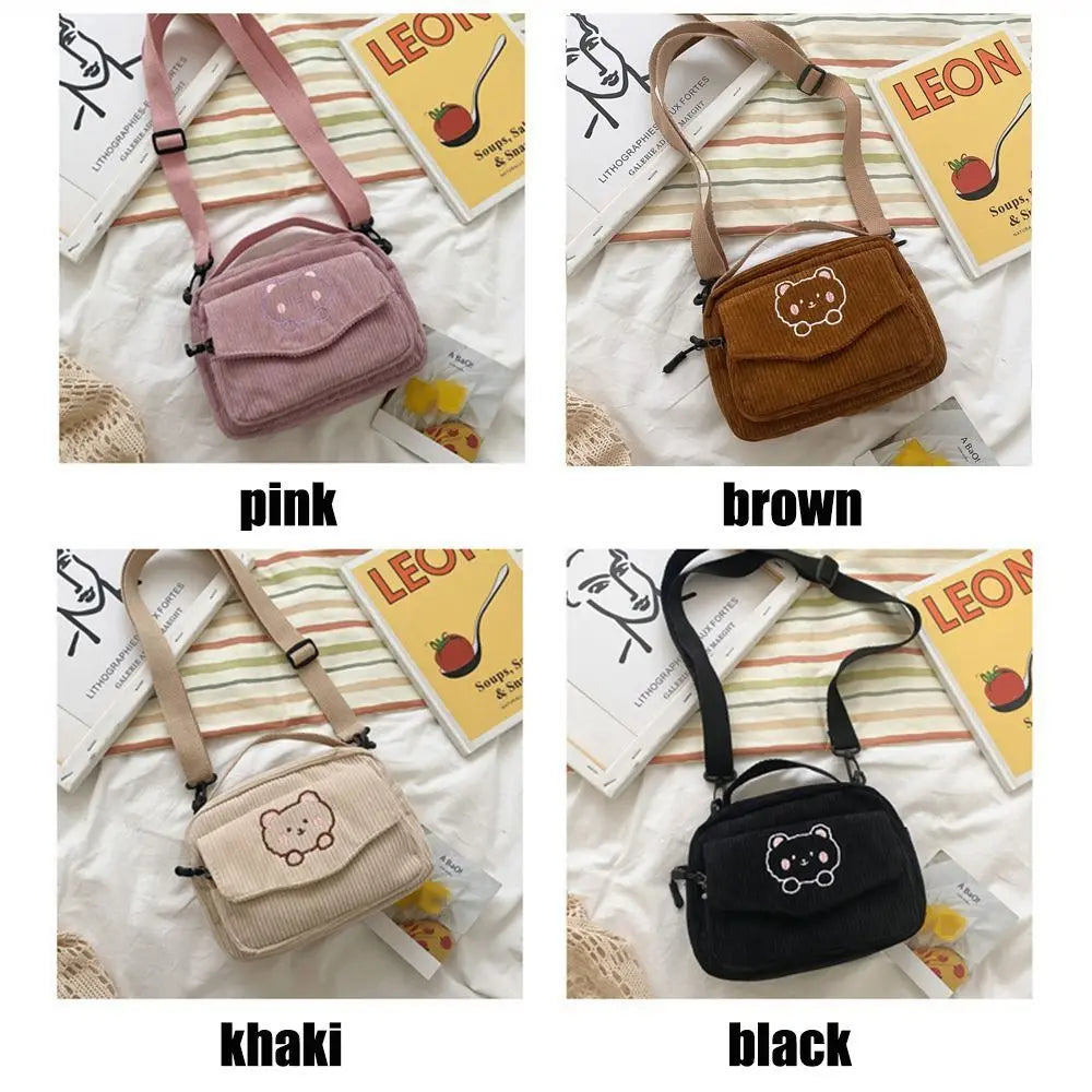 New Fashion Women Corduroy Cartoon  Satchel Travel Handbags