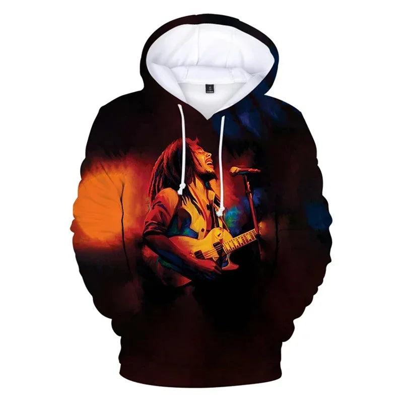 2024 Men's Pullover Bob Marley Personality Printed