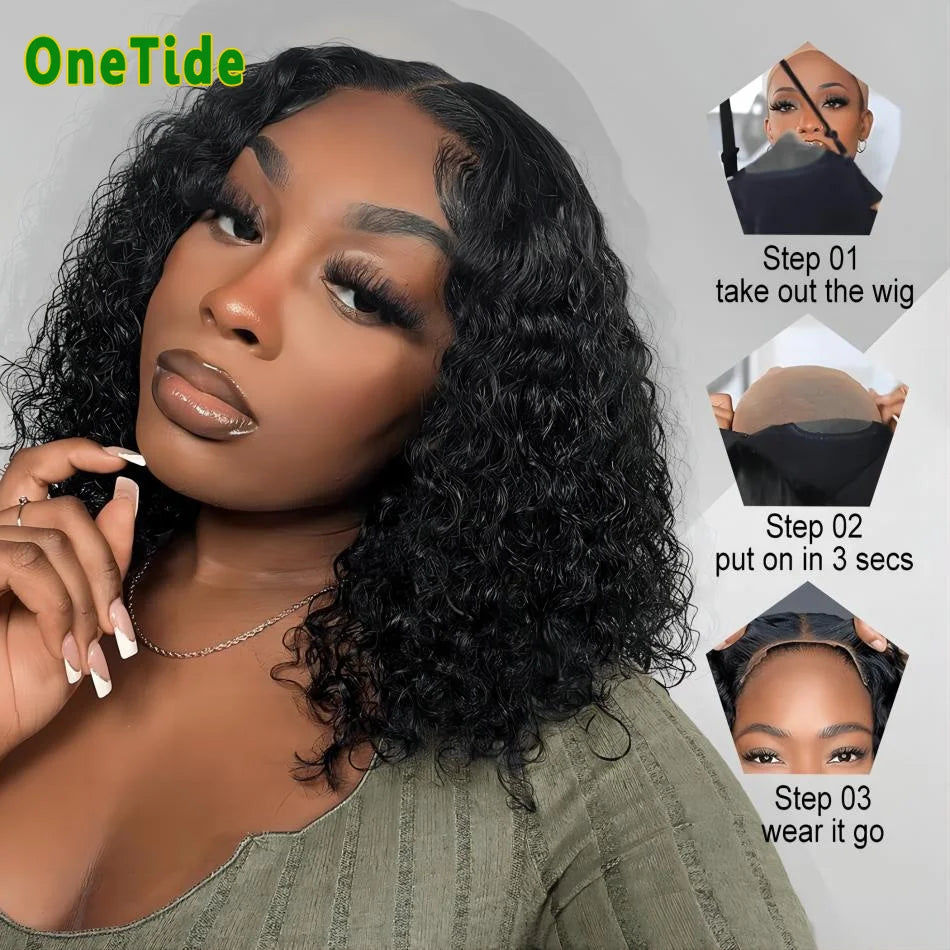 Glueless Wig Human Hair Ready t4x4  Lace Curly Human Hair Wigs for Women