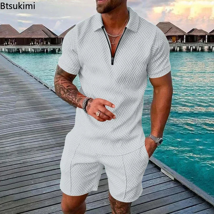 2024 Trend Men's Casual Sets Fashion 3D Digital Print Short Sluit