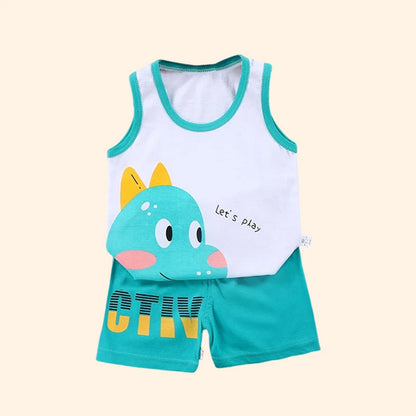 Children Sets Kids Vest Suit 2PCS Set Summer Cotton T-Shirt Girl