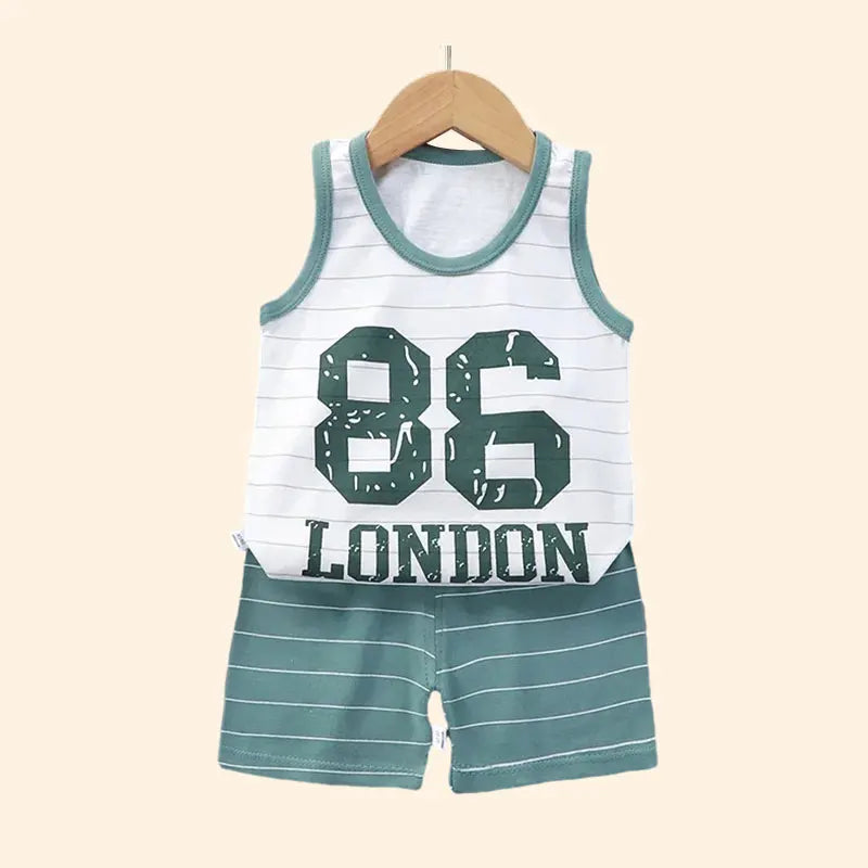 Children Sets Kids Clothes Boys Girls Vest Suit  Summer Children's