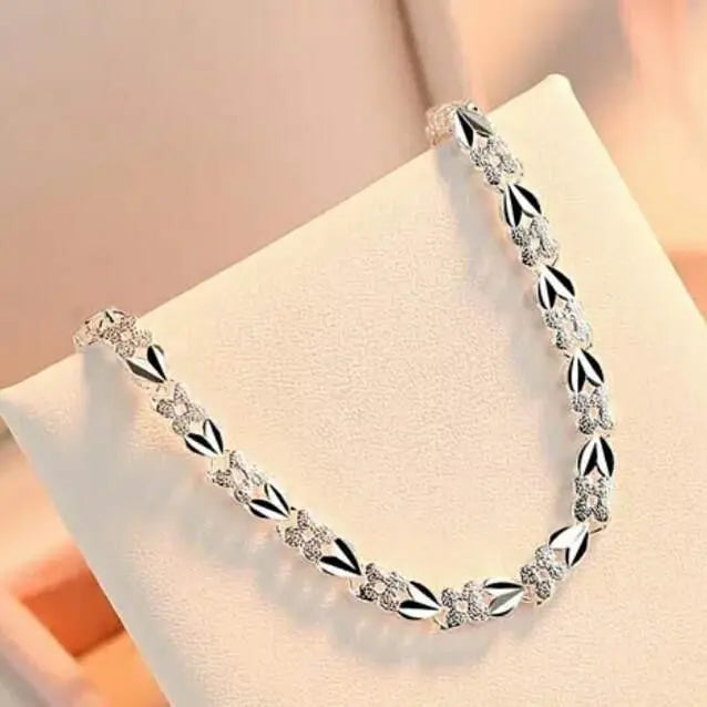 925 sterling Silver Bracelets Heart Leaf foion Nice Chain