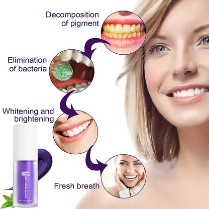 V34 Teeth Whitening toothpaste Mousse Effectively Remove Yellow Plaque Smoke Stain Dental Repair Bright Cleaning Oral Care 30ml