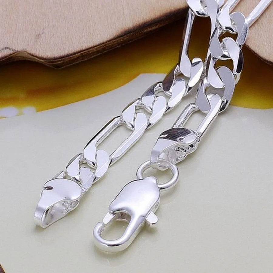 925 Sterling silver Bracelet 6mm chain Wedding nice