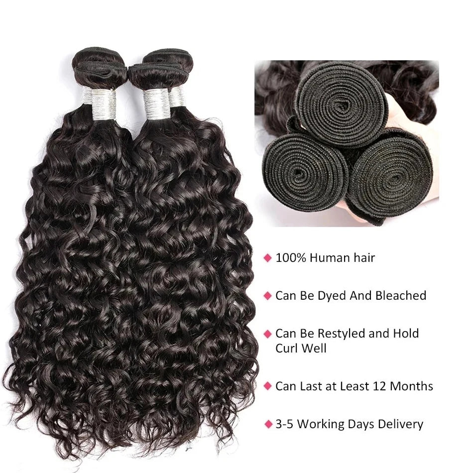dles cheveux humain 12A Water Wave Bundle Deals