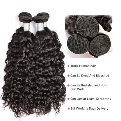 dles cheveux humain 12A Water Wave Bundle Deals