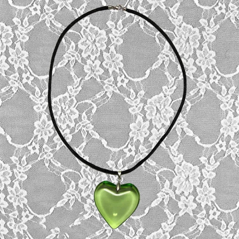 Y2k Love Heart Necklace Rope Chain Girls Rave Gift Gothic Jewelry