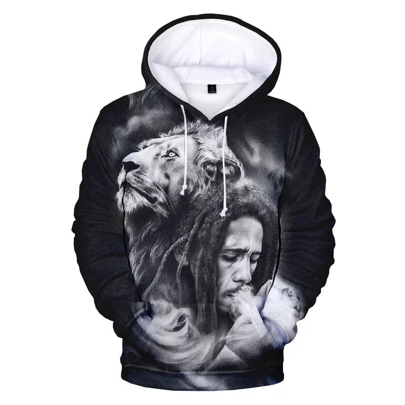 2024 Men's Pullover Bob Marley Personality Printed