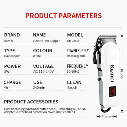 Kemei Professional hair clipper cordless hair trimmer beard