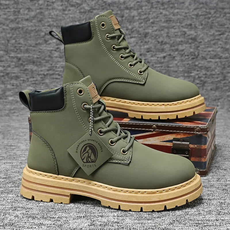 High Top Men Boots Fashion Motorcycle Ankle Boots for Men Winter