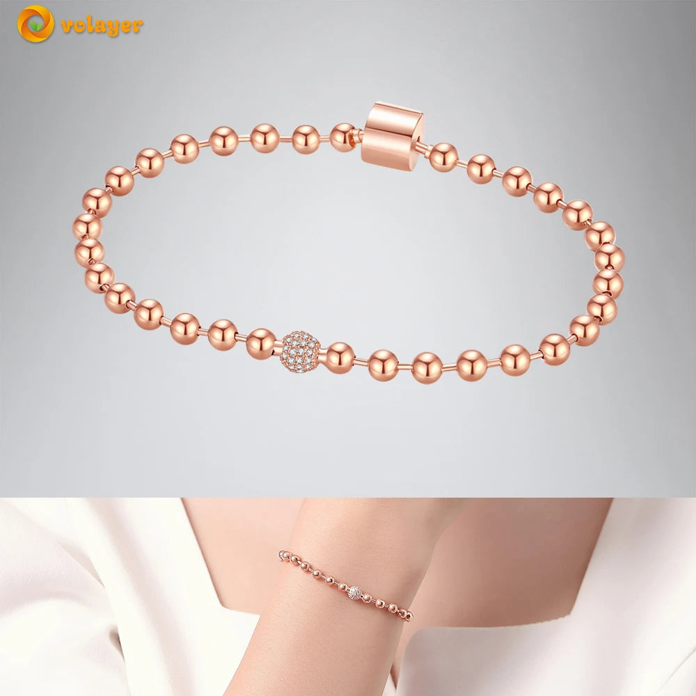 Volayer 925 Sterling Silver Bracelets Pavé Heart Shell Feathers Dreamcatcher Crown Clasp Snake Chain Bracelets Love Wing Bangles