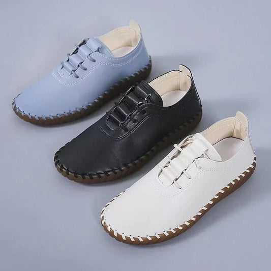 Spring Women Sneakers New 2024 Woman Platform Loafers Lace-Up Leather Flat Casual Shoes Mom Mujer Zapatos Chaussure Femme