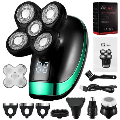 5 In 1 4D Men's Rechargeable Bald Head Electric Shave