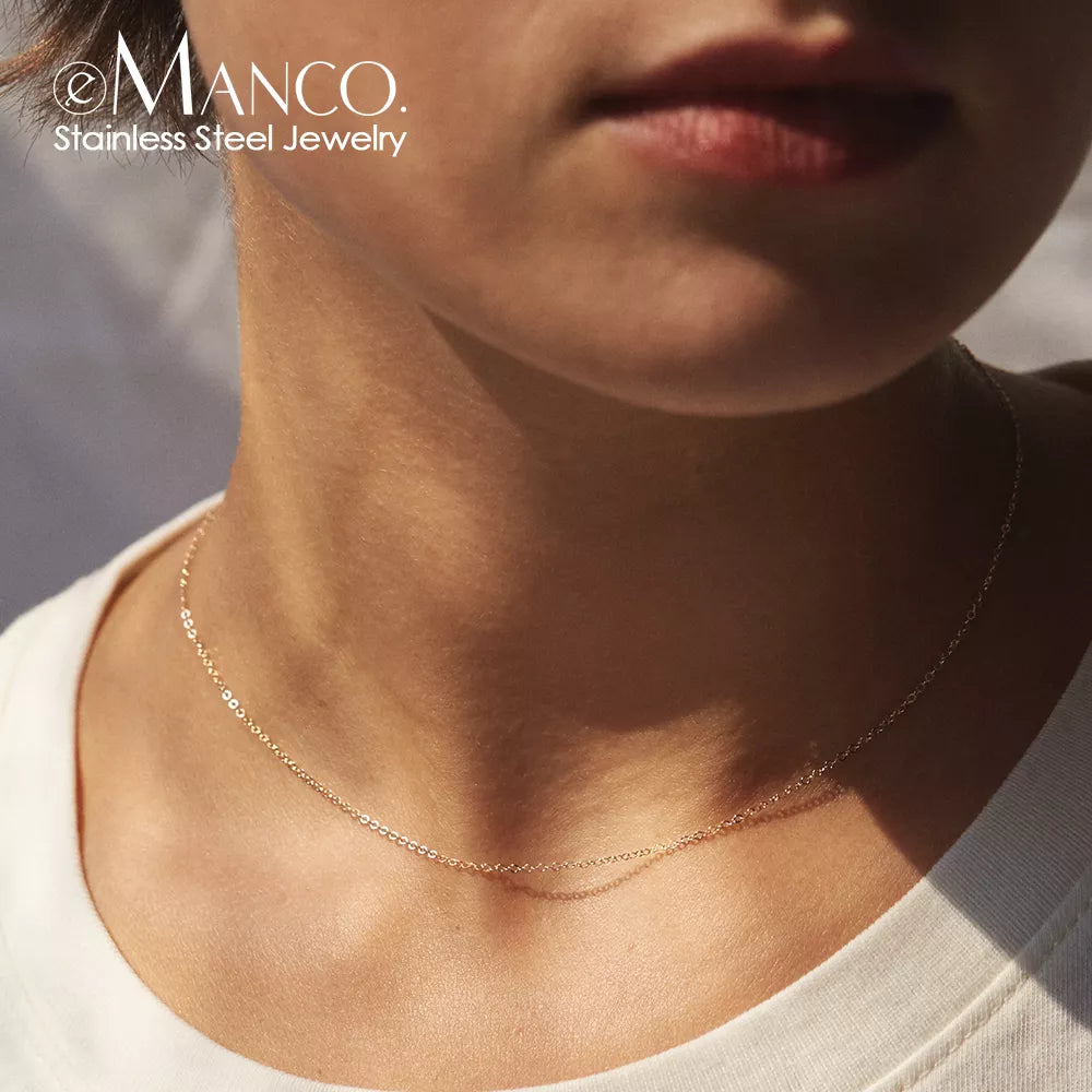 eManco Fine Chain Necklace Stainless Steel Gold